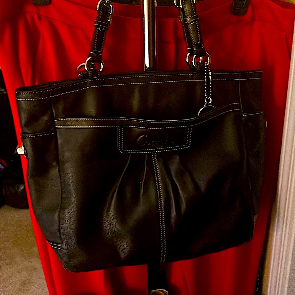 Coach Black Leather Pleated Satchel 
F14673